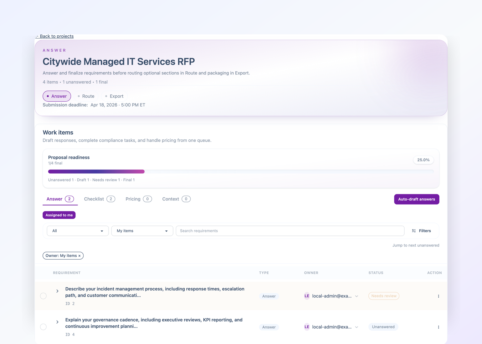 Winify AI Security Questionnaire Automation
